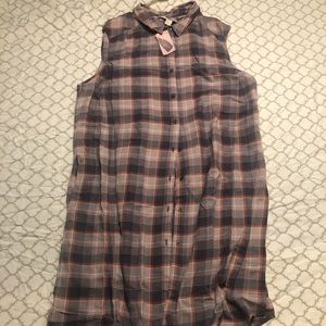 Forever 21 Long Plaid Shirt